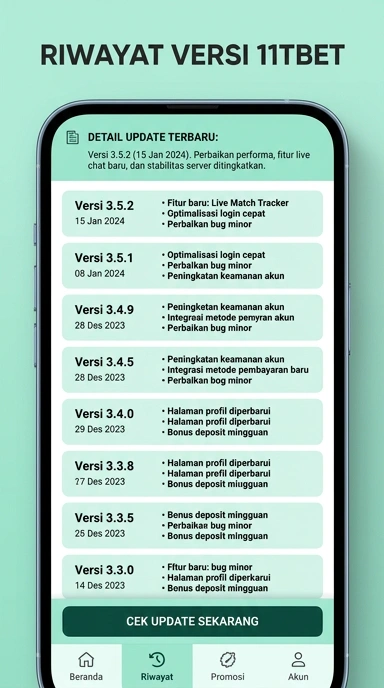 Riwayat Versi 11tbet untuk Pengguna Android