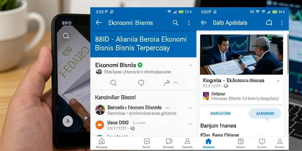 Tampilan antarmuka aplikasi 88ID dengan berita ekonomi terkini.