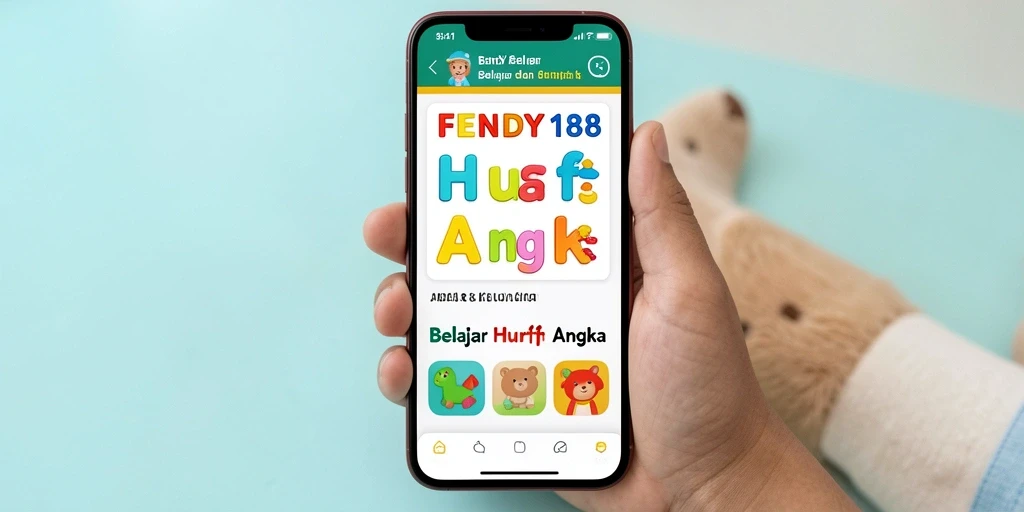 Tampilan menarik aplikasi FENDY188 untuk belajar huruf dan angka.