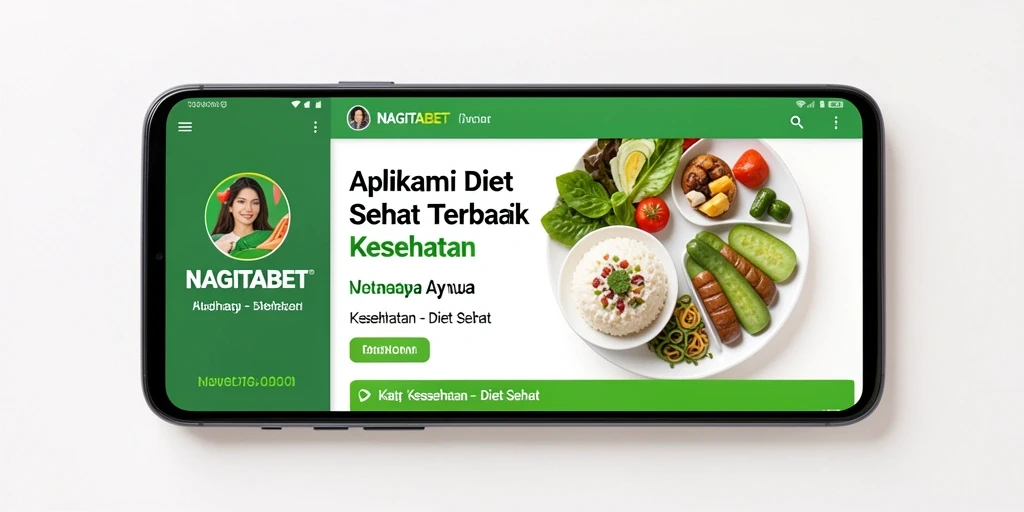 Screenshot aplikasi NAGITABET menunjukkan fitur Diet Sehat yang menarik.