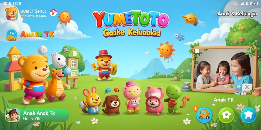 Antarmuka seru dan edukatif YUMETOTO untuk anak-anak.